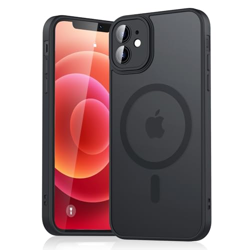 Mugust Magnetic Case for iPhone 12 6.1-Inch Compatible with MagSafe Translucent Matte Back Slim Shockproof Phone Cover for iPhone 12(Black iPhone 12)