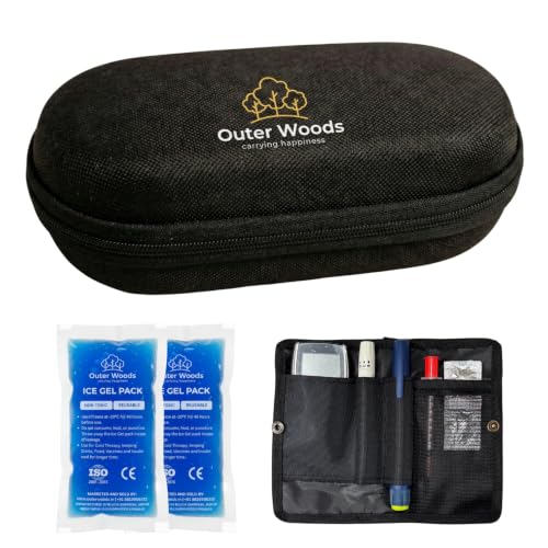 Image of Insulin Cooler Bag Pro - Hard Case Travel Case for Diabetics | 8-10 Hours Cooling | Long Lasting 2x150 ml Ice Gel Packs | Hard Case Insulin Cooler