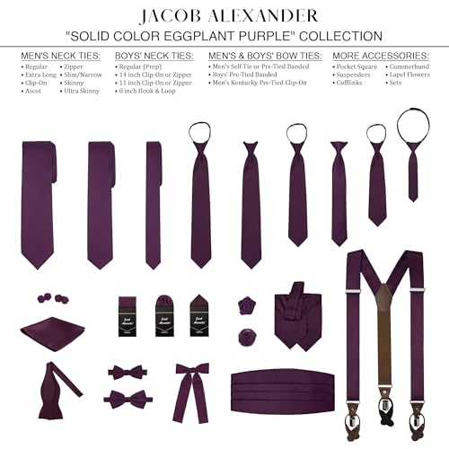Image of Jacob Alexander Men's Skinny Width 2 inch Solid Color Tie