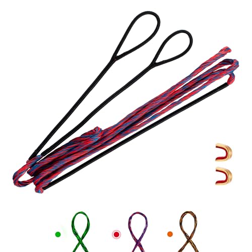 Deerseeker - Juego de cuerdas de arco recurvo Dacron con 2 puntos de corte para arco recurvo de 12, 14, 16 hebras para tiro tradicional de arco largo de 48 a 70 pulgadas (rojo, 1 unidad)