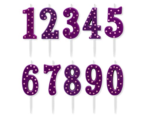 Bougies d'anniversaire chiffre violet à pois Papyrus contre le stress des chiffres manquants