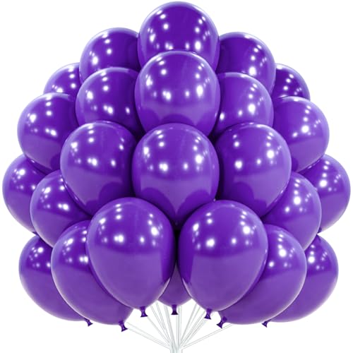 Image of PartyWoo Dark Purple Balloons 100pcs 12 Inch Royal Purple Latex Helium Balloons for Birthday Baby Shower Graduation Anniversary Bachelorette Princess Butterfly Themed Party Decorations Purple-Y16