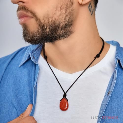 Luck Strings Handmade Gemstone Pendant Choker Necklace – Adjustable Wax Nylon Cord Jewelry for Men and Women, Boho Style Spiritual Wellness and Chakra Healing3