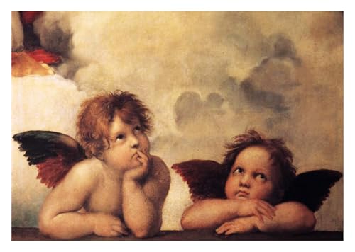 Pazzo sociale Social Crazy Stampa in Tela Canvas 100% QUALITà ITALIA - Raffaello - Angels - effetto Dipinto Idea Regalo Casa quadro cucina stanza da letto soggiorno (40x57 cm)