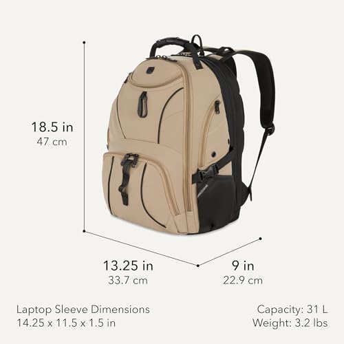 Image of SWISSGEAR 1900 ScanSmart Laptop Backpack, Fits Most 17-Inch Laptops, TSA-Friendly Lay-Flat Design, RFID Protection, and Tablet Pocket, Black, 31L, 18.5-Inch