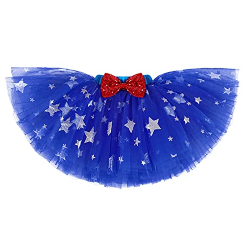 Iwemek My 1St 4Th Of July Baby Girls Outfit Short Sleeve Romper Bodysuit Shiny Star Tutu Skirt Set Sequin Bowknot Headband Stripes Leg Warmers Independence Day 4Pcs Clothes Set White July 0-3 Months #TOP3