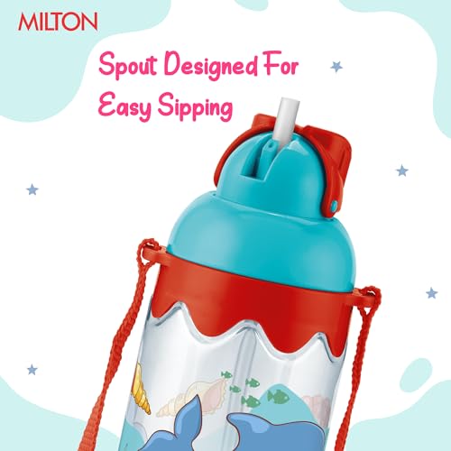 Image of MILTON Sage 450 Sipper PET Water Bottle for School Kids | Food Grade & BPA Free | Leak Proof & Durable | Easy to Carry Loop | Ideal for Home, School & Office Use, 445 ml, Red