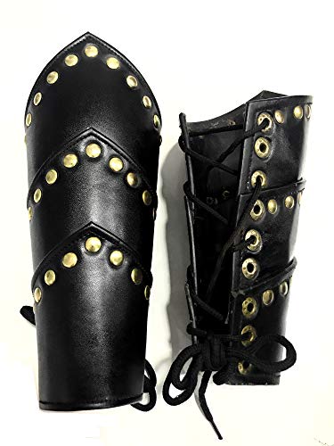 HandMade Leather Arm Guard Blow Hand Swordsman Vambraces One Size Black