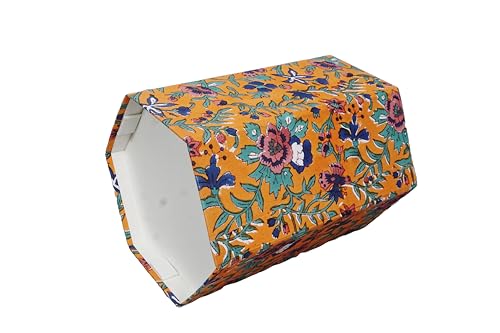 Image of Generic 3.3 Gallon Cotton Hand Block Printed Paper Waste Basket |Small Decorative Trash Can for Housewarming Gifts in Living Room, Bedroom, Bathroom | Eco-Friendly, Plastic-Free (1, ORE.GREEN)