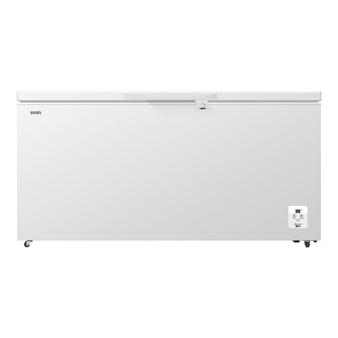 Svan Congelador Horizontal Blanco SCH5002EDC. Capacidad 500 Litros, Dual Cooling, 4 Star, Puerta Única Dirección, Modo Super Congelación, Tecnología Cíclica, Motor Inverter, Puerta Abatible, 1 Cesta,