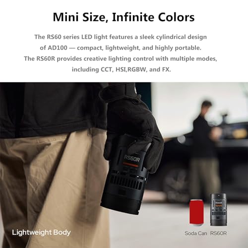 Image of Godox RS60Bi 2K Kit Bi-Color RGB LED Monolight with Bluetooth&DMX Control, 2800K-6500K CCT, 97+CRI, 98+TLCI, 60W USB-C Input, Linear Dimming,Compact Design for Studio,Photography,On-Location Lighting