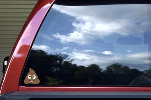 Image of StickerTalk Smiling Face Poop Emoji Vinyl Stickers, 1 Sheet of 2 Stickers, 3 inches by 3 inches Each