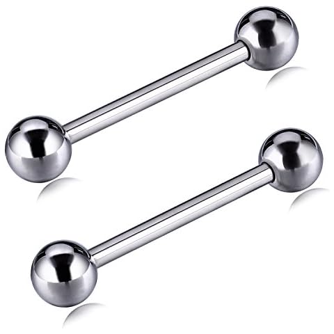 hengkaixuan 14G Pair Nipple Shield Barbell Internally Threaded Tongue Piercing Jewelry G23 Solid Titanium (12G, 18.00) Cover