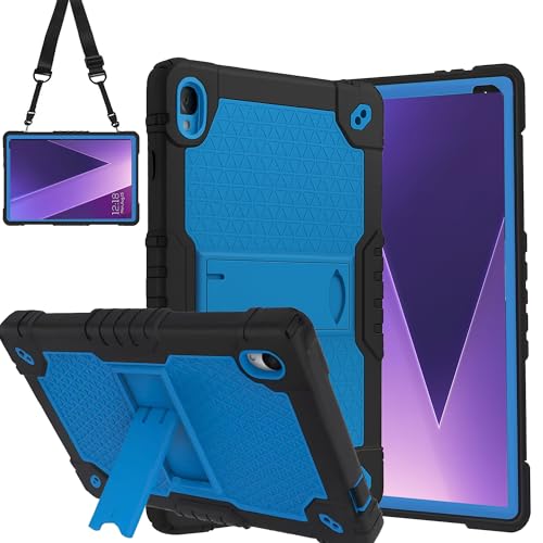 Doemoil Case for Vortex T10/ T10M 10.1 inch Tablet Hybrid Shockproof Protective Kids Firendly Case Hard Shell Built in Kickstand Shoulder Strap for Vortex T10/ T10M 10.1 inch Tablet (Black/Blue)
