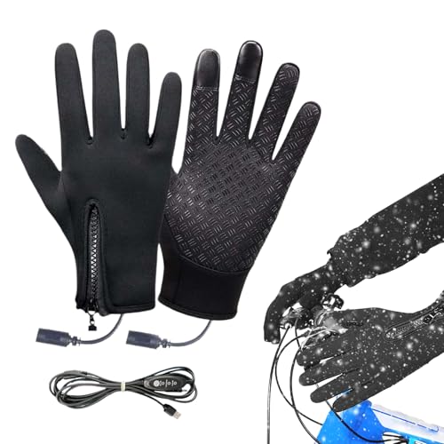 Guantes con Calefacción para Hombre, Guantes Térmicos Invernales con USB para Ciclismo, 3 Modos Táctiles Calentadores Manos Unisex para Conducción, Senderismo, Ciclismo, Deporte y Esquí