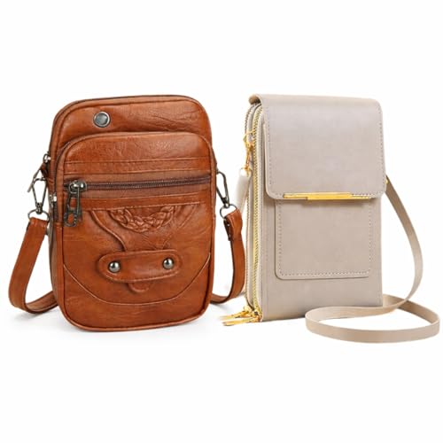 Kit 2 Bolsas Femininas Premium para Rotina e Saídas – Shoulder 4 Compartimentos + Bolsa 2 em 1 com Visor Touch – Organização Rápida, Segurança e Estilo Compacto