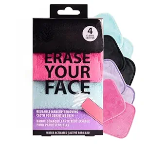 Erase Your Face - Reusable Makeup Removing Cloths ~ Facial Care Set (4 Pk Cloths Brights)