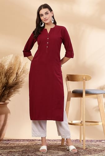 Image of Pistaa's Women's Cotton Straight Fit Straight Kurta