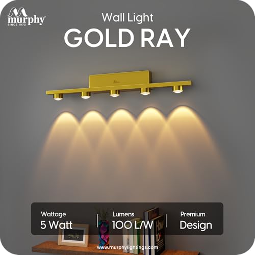 Image of Murphy 5-Glow Goldray|LED Mirror /Vanity Light|- Luxurious Gold Finish|Warm White, 2-Year Warranty-Pack of 1