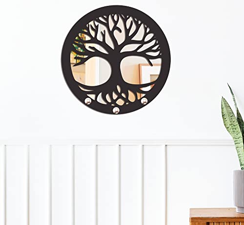 Porta Chaves Parede Espelhado Decorativo Gancho Chave Suporte Arvore da Vida Espelho