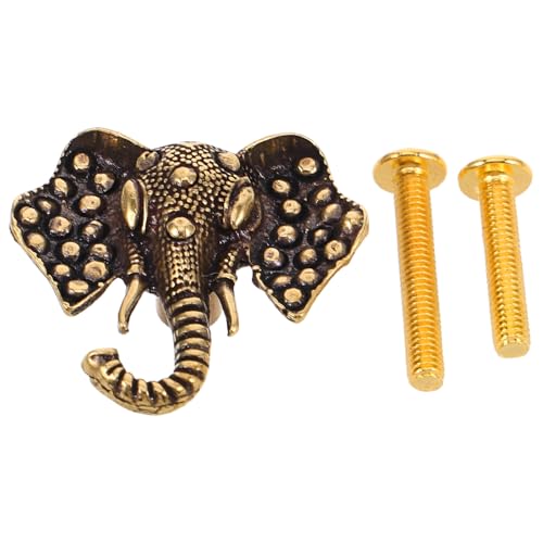 ERINGOGO 大象造型ドアノブ 動物モチーフ真鍮製キャビネットハンドル フック付き多機能収納掛け具 ビンテージ風家具取っ手 引き出し ワード