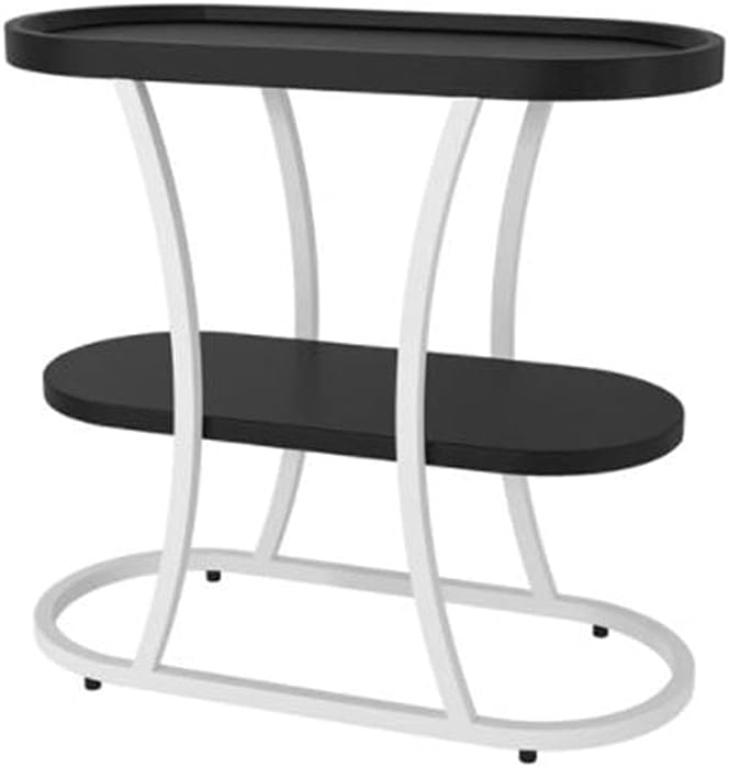Side Table/End Table,Wooden Small Round Sofa with Tray Top,2 Tier Snack Coffee Table Living Room, Hallway, Bedroom