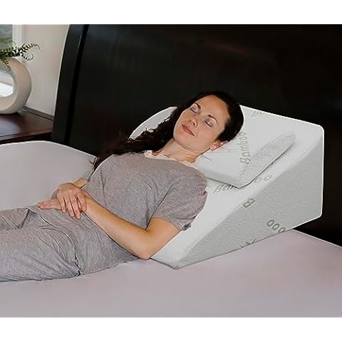 InteVision Foam Bed Wedge Pillow with Headrest Pillow Cover
