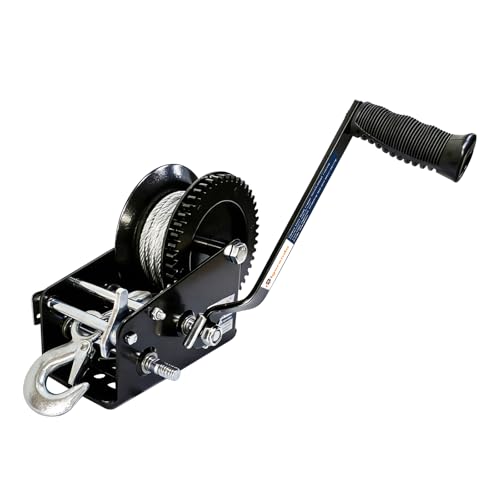 Hand Winch Heavy Duty Boat Trailer Winch Pulley Rope Crank with 3500lbs Pulling Capacity 33FT Steel Wire Cable Two-Way Ratchet Manual Cable Winch Hand Crank Winch for ATV Towing Trailer Boat