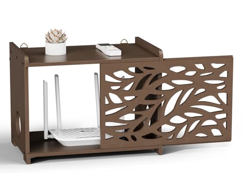 GYJZIFW Router Box Hider & Projector Shelf - Wall Mountable Storage Box with Cable Management, Modem & Power Strip Hider Rack (Need Assembly), Fits Routers Up to 11' Tall