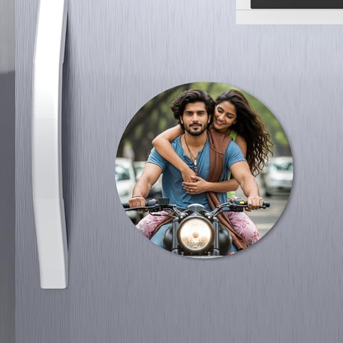 Image of Customised Photo Fridge Magnet | Personalized Refrigerator Magnet with Name & Picture | Memory Gift for Loved Ones (Round)