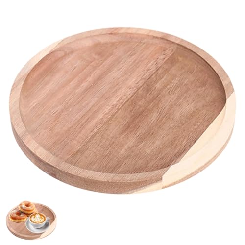 Round Decorative Tray, Trays Decorative Compact Coffee Table Trays Wooden Serving Board, Round Wooden Tray for Coffee Table Suitable for Candles Coffee Food Tables Decoration (20cm)