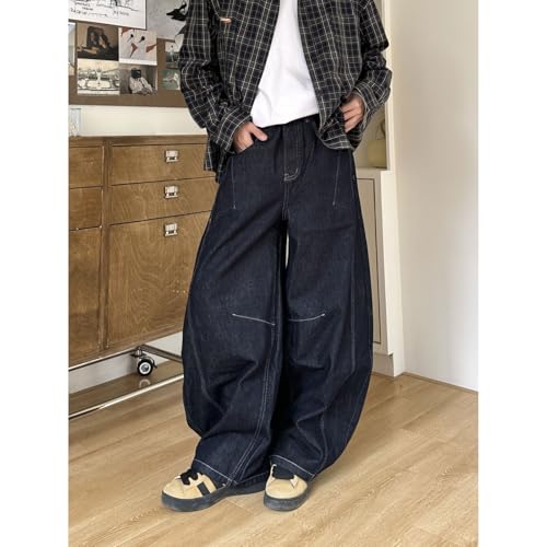Baggy Jeans for Men Women High Waisted Wide Leg Barrel Jeans Y2K Hip Hop Loose Raw Denim Pants Streetwear3