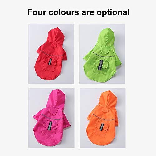 Ajcoflt Verão Ao Ar Livre Cachorro Pet Casaco de Chuva com Listra Reflexiva & Bolsos Casacos Com Cap