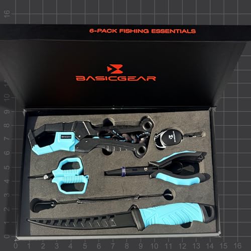 BasicGear Fishing Tool Kit, Pliers, Gripper, Scissors, Knife, Blue - image 8