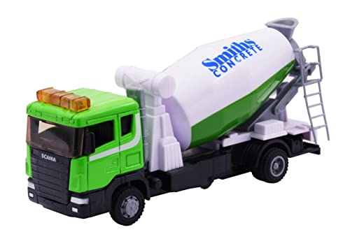 MOTOR ZONE from Peterkin | Cement Mixer Construction Truck Toy Vehicle | 16cm Green & White Cement Mixer Construction Truck with moving parts | 1:48 Scale | Diecast Vehicles | Ages 3+