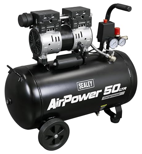 Sealey Oil Free Low Noise Direct Drive Air Compressor, 50L, 1hp, 5.6cfm, 116psi, 750W - SAC5000S