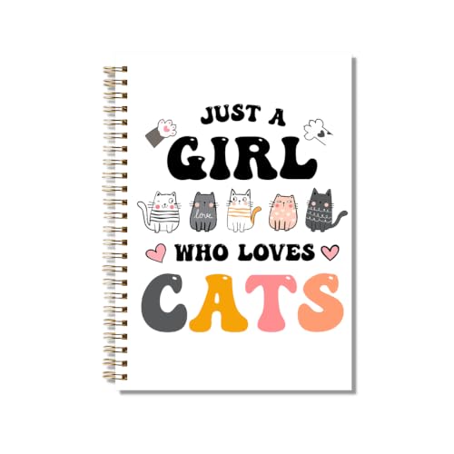 Cuaderno de gatos A5 con tapa dura de espiral y hojas rayadas