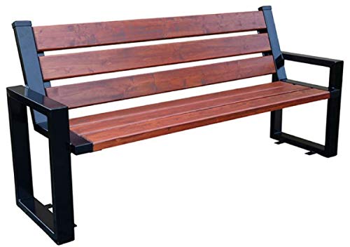 Casa Padrino Garden Bench Dark Brown/Black 180 x 40 x H. 90 cm - Modern Bench with Armrests