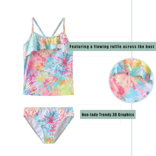 Image of Girls Two Piece Swimsuits Tankini Bathing Suit for Kids Hawaiian Swimwear Set 3-16 Years