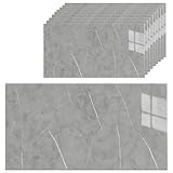 HOOZ 10x Fliesenaufkleber Küchenrückwand, Selbstklebende Fliesen, Klebefliesen Küche Wandpaneele für Wanddeko Wandverkleidung Schlafzimmer Wohnzimmer, Beton Grau