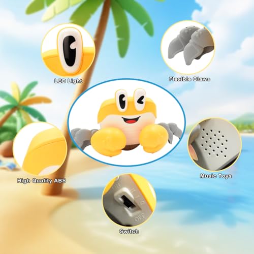 Coriver Krabbe Baby Spielzeug, Musik Krabbelspielzeug Interaktives, Elektronische Krabbelnde Krabbe, Crab Krabbelhilfe Spielzeug Geschenk für Kinder,Tummy Time Toys für Baby 6 7 8 9 10 Monate