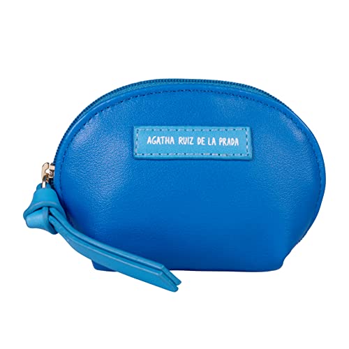 Agatha Ruiz de la Prada, Monedero Mujer Liso, Color Azul con Parche y Logo Celeste, en Polipiel Reciclada Eco, con Práctica Cremallera y Elegante Tirador en Forma de Corazón, Llavero Incluido Cover