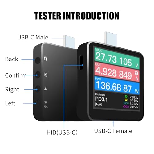 Image of Version Supports USB PD3.1 Power-Z KM003C Portable USB-C Fast Charging Tester PD3.1 QC5.0 Digital Voltmeter & Ammeter Power Bank Tester (Up to 50V)