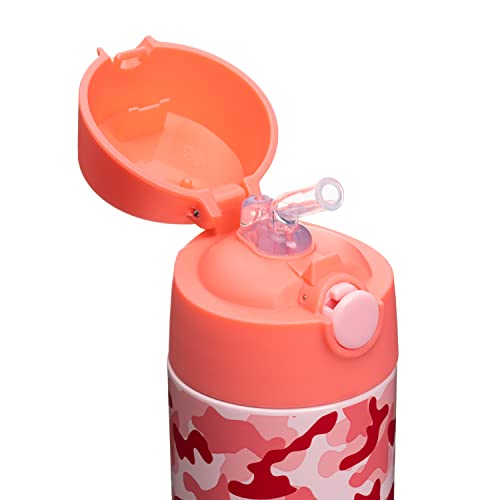 Snug Kids Water Bottle - Insulated Stainless Steel Thermos With Straw (Girls/Boys) - Pink Camo, 12Oz #TOP2