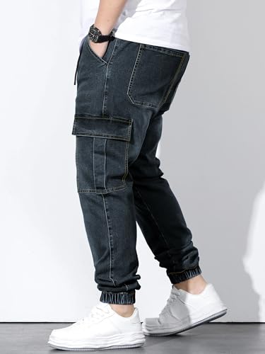 Image of Noble Monk Loose Fit Men's Flip Pocket Jean || Mens Stylish Loose Fit Denim Cargo || Multi-Pocket Styling Pant|| Men Jeans || Jeans for Men