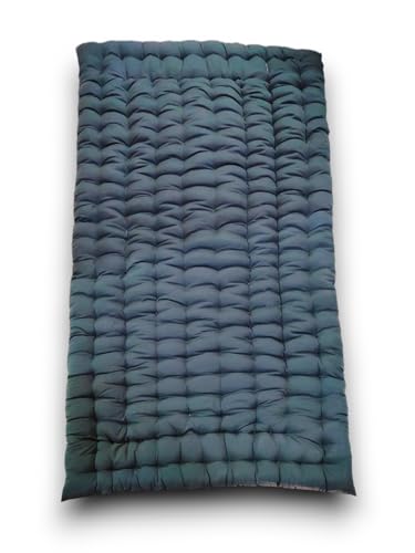 Image of ATOOTFUSION Soft Cotton Quilt Mattress Foldable for Floor Light Weight Filled Single Firm Bottle Green 3 x 6 ft (72 x 36 Inches)