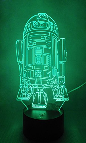 R2-D2 Robot 3D Night Light Led Illusion Lamp Bedside Desk Table Lamp, Loveboat 7 Color Changing Lights With Acrylic Flat & Abs Base & Usb Charger As Home Decor And A Best Gift #TOP18