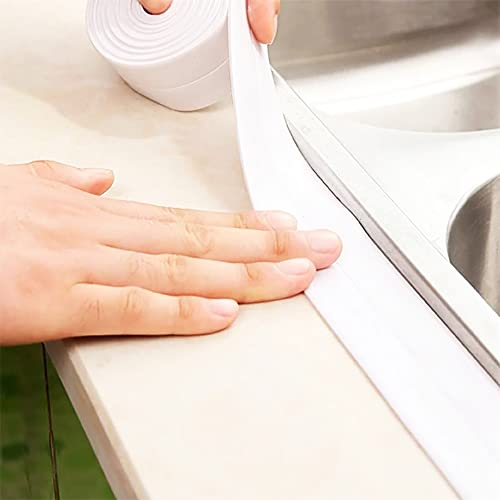 VOANZO Weißes, selbstklebendes Klebeband, wasserdicht, schimmelresistent, Klebeband für Küche, Spüle, Badewanne, Ecke, WC, Fenster, 4 Stück