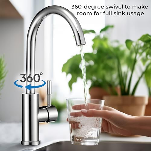 Image of Dura Faucet DF-MK531LK-CP RV Gooseneck Kitchen Faucet (Chrome) | Streamline gooseneck kitchen faucet for RV and camper galleys. Chrome finish. Easy DIY install.