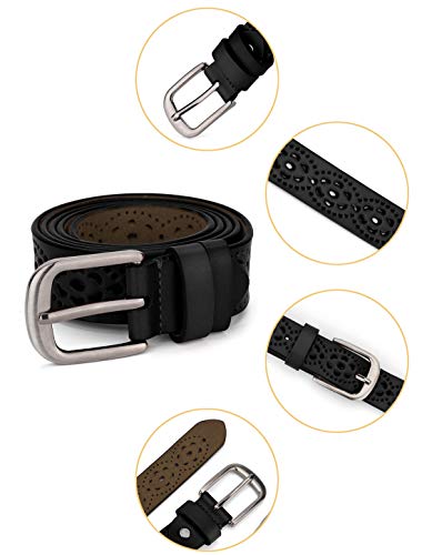 uxcell® Hollow Floral Retro Vintage Faux Leather Belt With Buckle for Women2